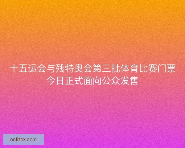 十五运会与残特奥会第三批体育比赛门票今日正式面向公众发售